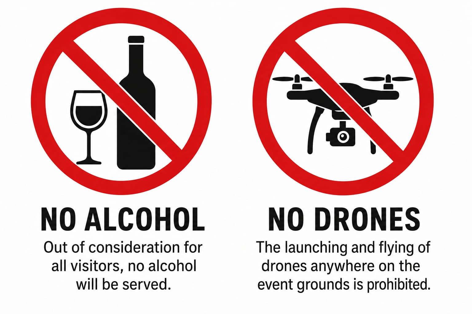 no drones - no alcohol